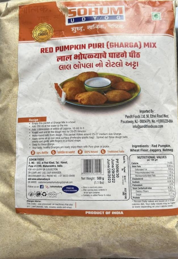 Red Pumpkin Puri mix / Bhopal Gharge Flour